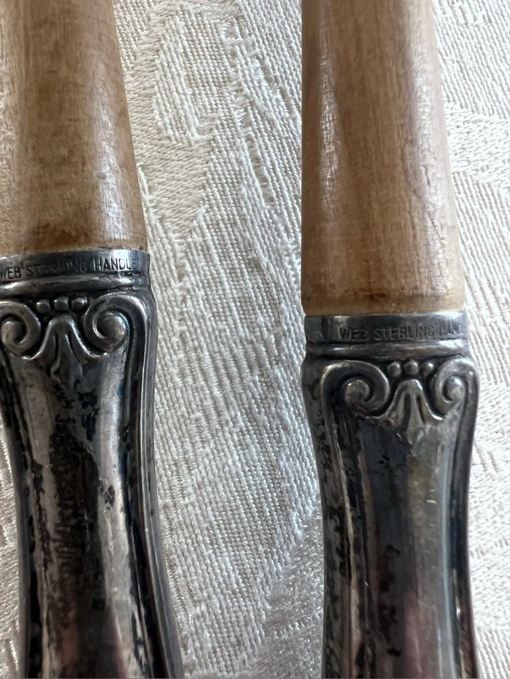 Vintage Web Webster  Wood Silver Salad Serving Spoon Fork Set 2PC